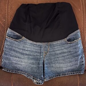 Maternity Jean Shorts  Crisscross Low Back